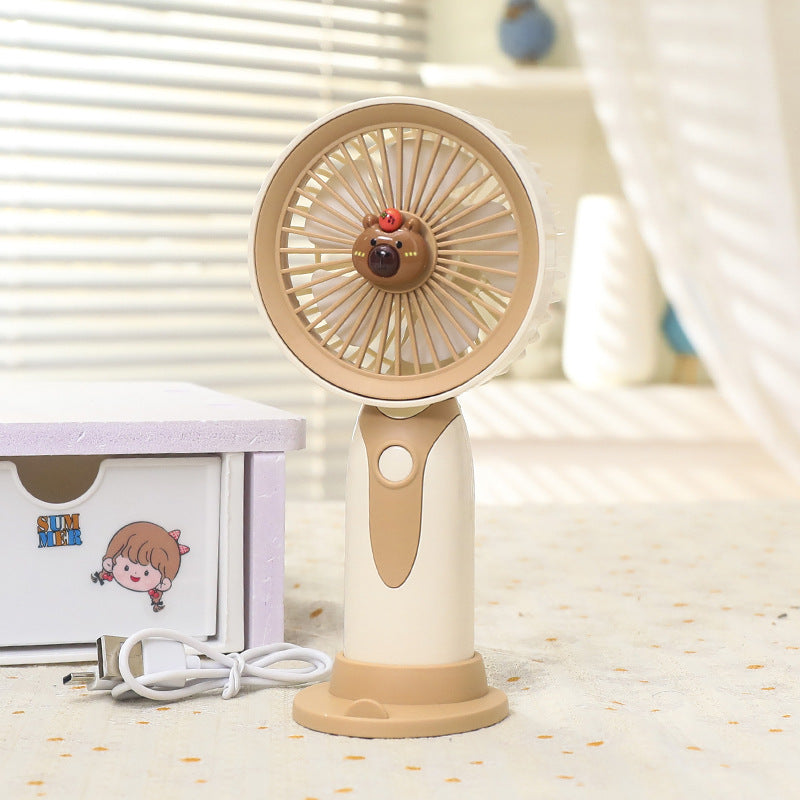 Women's Portable Mini Hand Fan with Ergonomic Handle and Cute Animal Design Bowlift