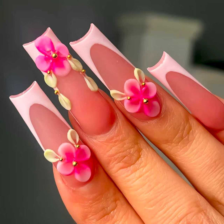 Floral Nail Design Extensions Bowlift