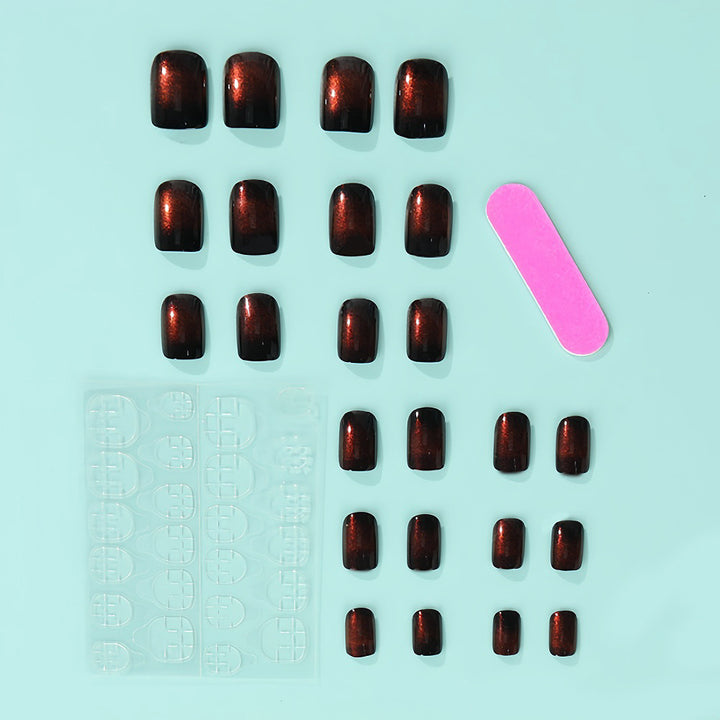 Elegant artificial nails with metallic shine and modern design Bowlift