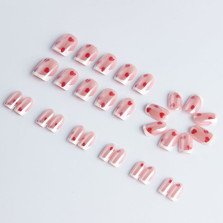 Heart-Embellished Gel Nail Art Set Bowlift