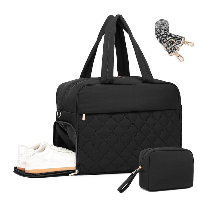 Multifunctional sports and travel bag with separate shoe and cosmetic pouch Bowlift