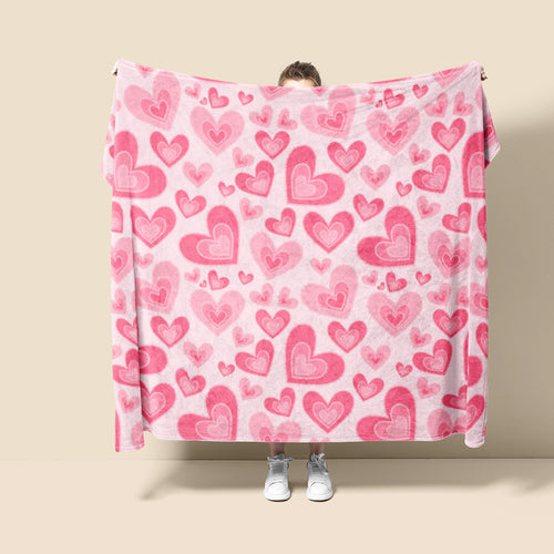 Heart Pattern Fleece Throw Blanket