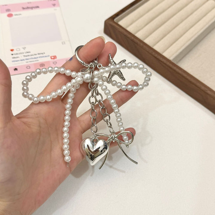 Pearl and Bow Charm Keychain Bowlift