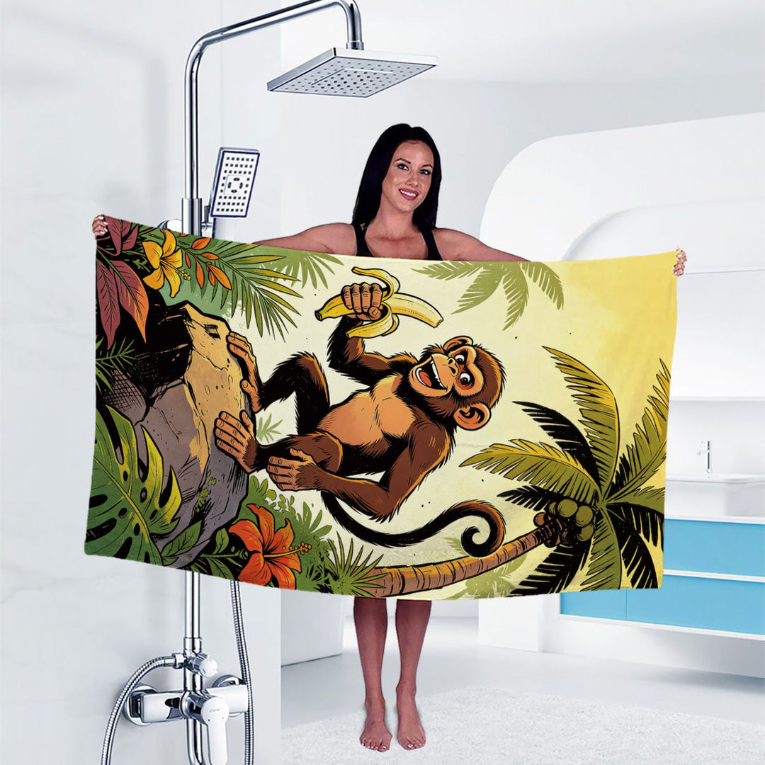 Artistic Gorilla Print Bath Towel Bowlift