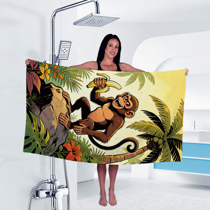 Artistic Gorilla Print Bath Towel Bowlift