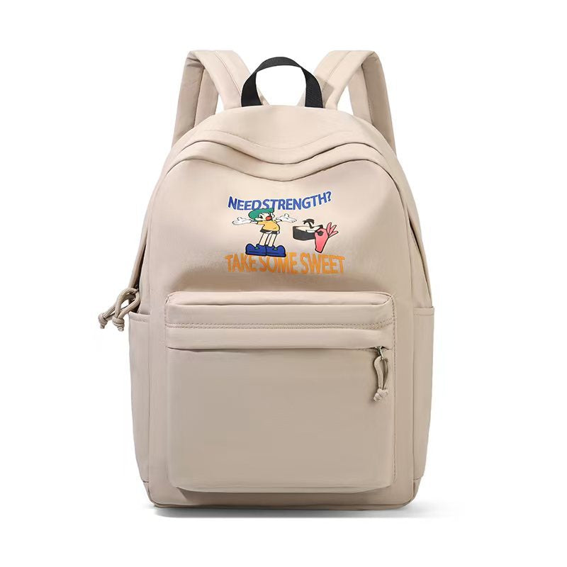 Backpack with Creative Cartoon Print and Multiple Practical Compartments Bowlift