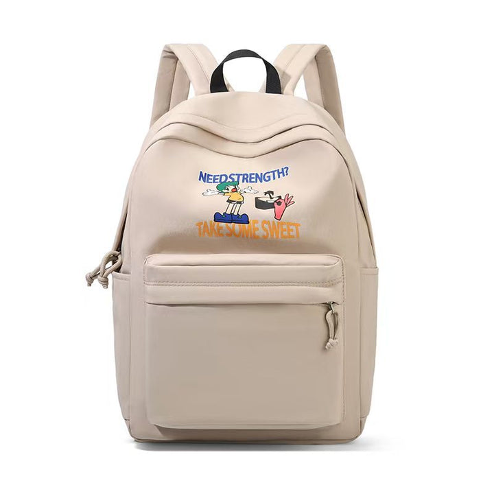 Backpack with Creative Cartoon Print and Multiple Practical Compartments Bowlift
