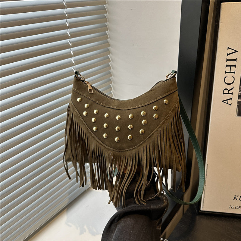 Bohemian Fringe Detail Crossbody Bag Bowlift