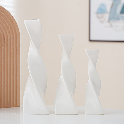 Twisted Contemporary Ceramic Vase Set