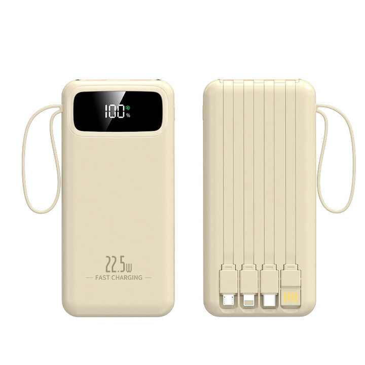 Portable power bank with fast charging function and integrated cables Bowlift