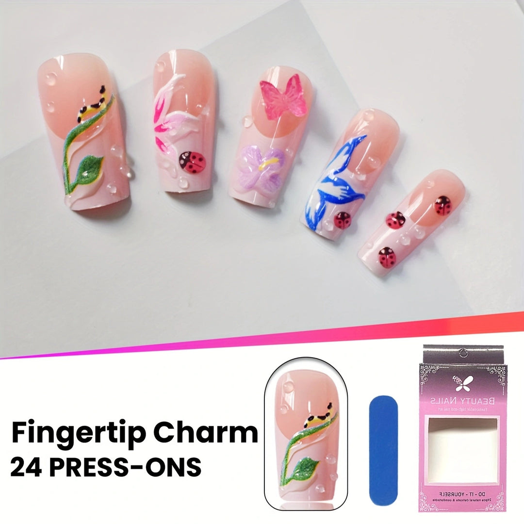Floral Art Press-On Nails Bowlift