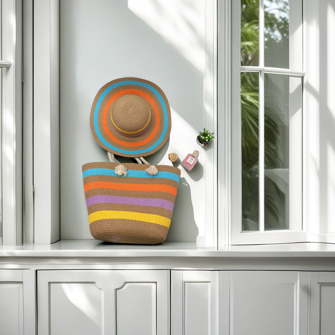 Beach bag with colorful stripes Bowlift