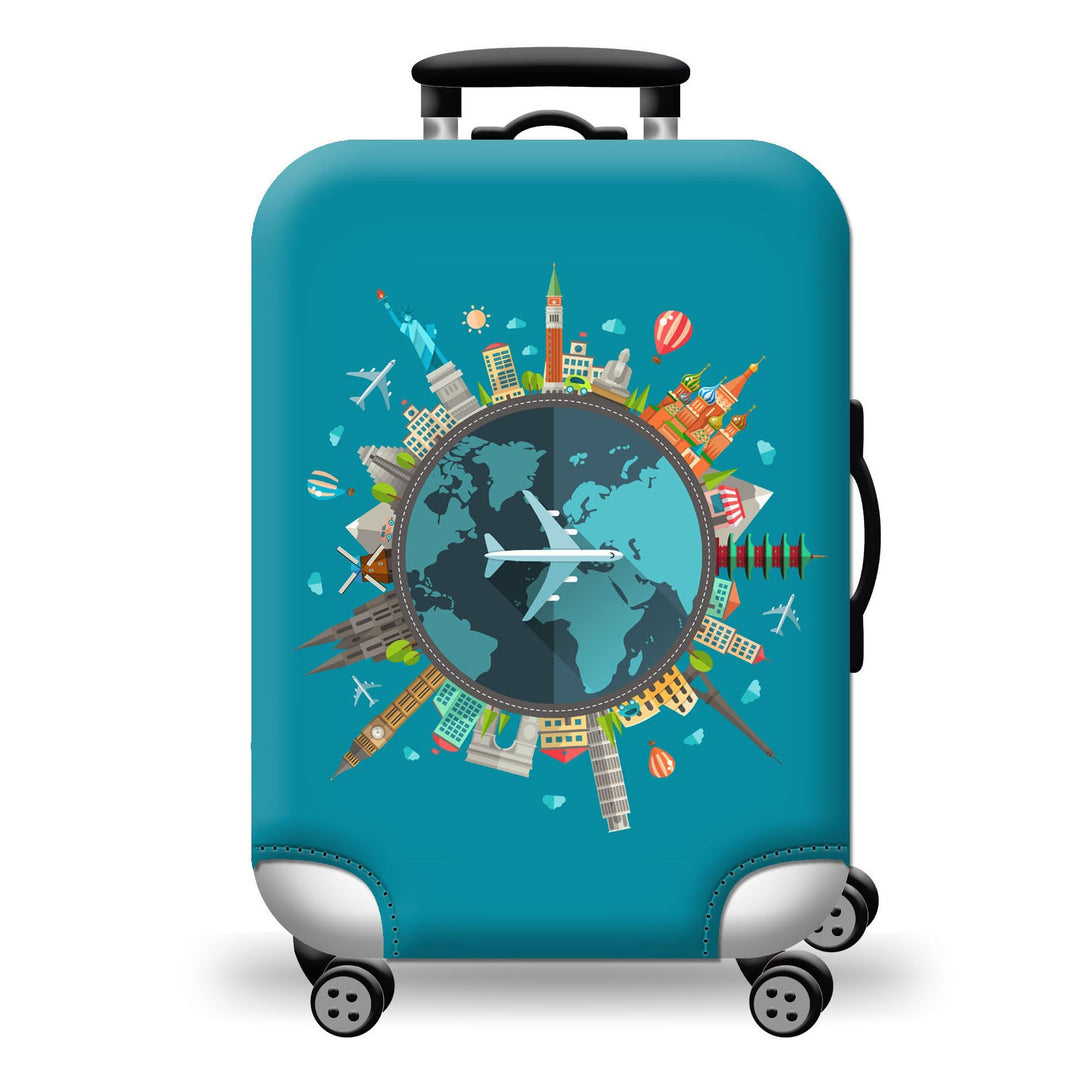 Hard Shell Luggage with Earth Design Bowlift