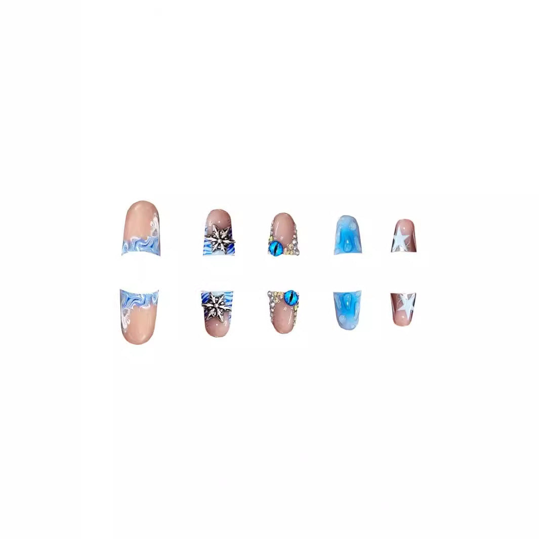 Artistic Acrylic Nail Enhancements with Gem Accents Bowlift