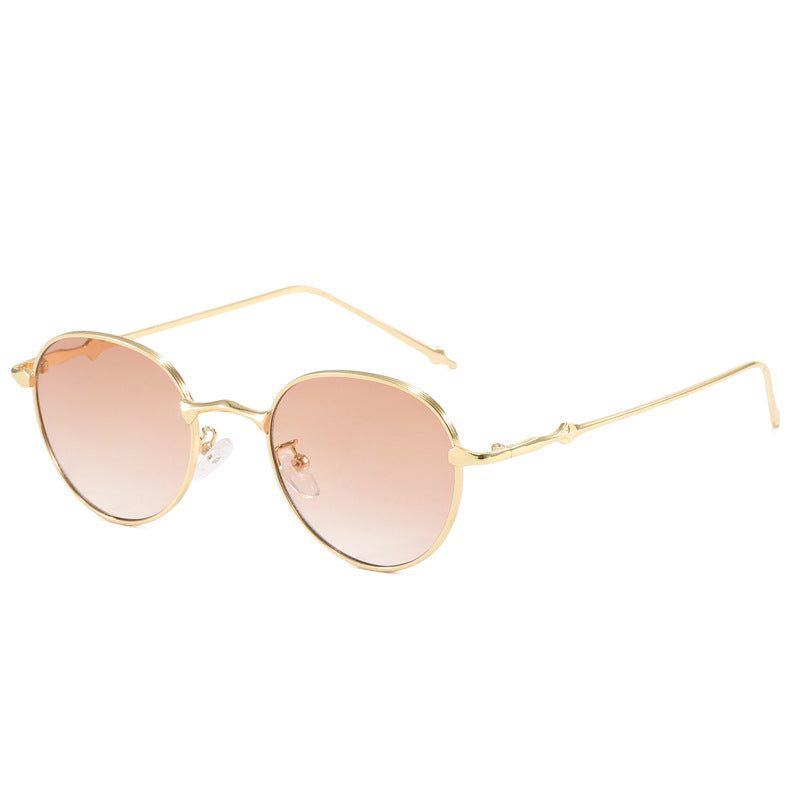 Ladies elegant round sunglasses with stylish metal frame Bowlift