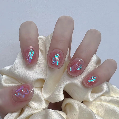 Shiny nail art with holographic accents Bowlift