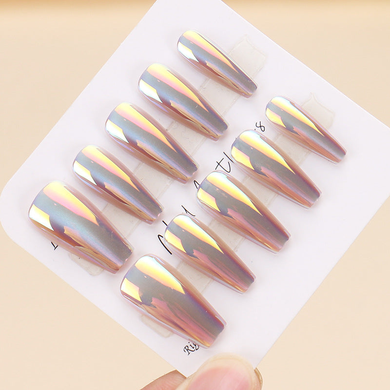 Premium Long Stiletto Press-On Nails with Iridescent Finish Bowlift