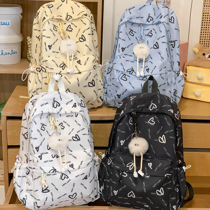 Playful Heart-Patterned Backpack Bowlift