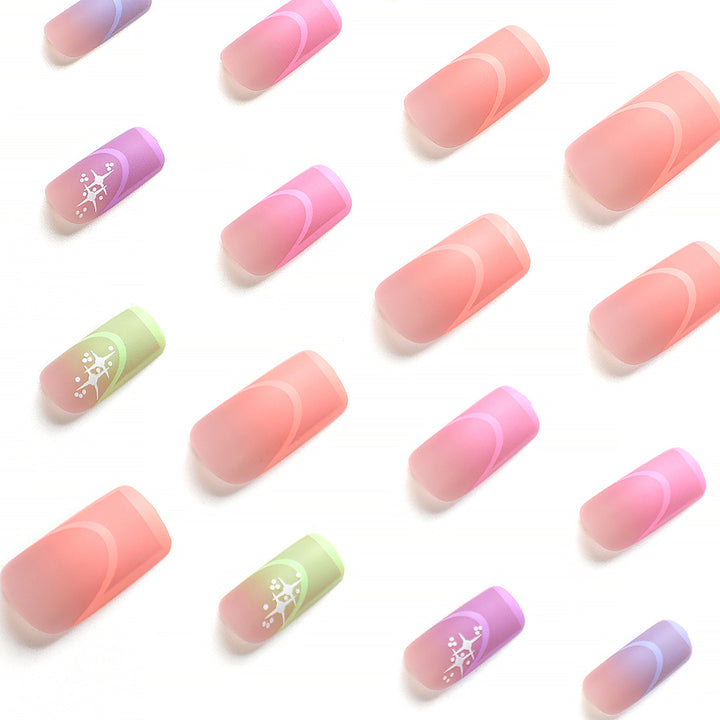 Artful nail extensions in modern design with geometric decorations Bowlift