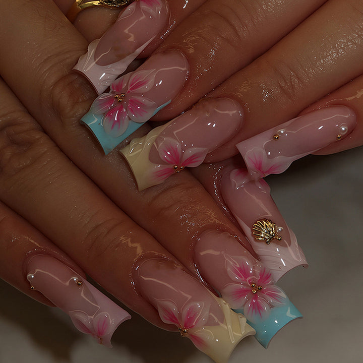 3D Floral Design Press-On Nail Art Bowlift