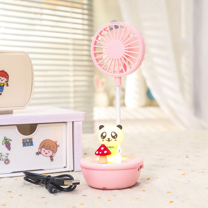 Women Portable Fan with LED Light and Animal Design Bowlift