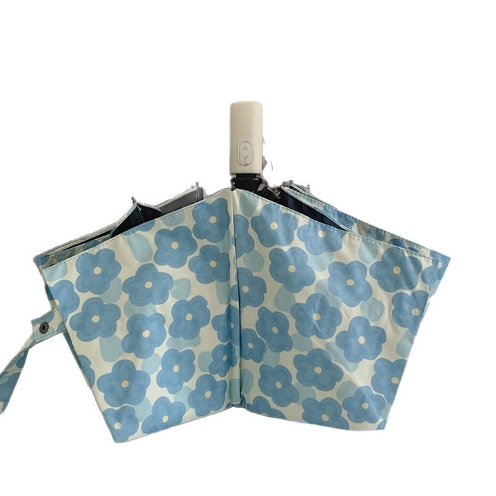 Women Folding Umbrella with Floral Pattern Bowlift
