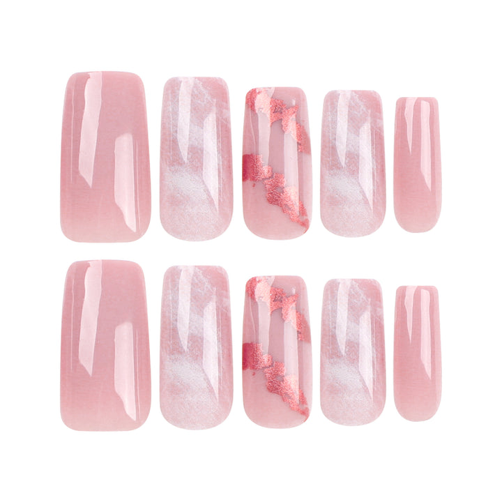 Artistic Nail Extensions with Marbled and Golden Accents Bowlift