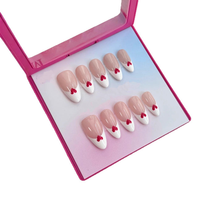 Elegant Press-On Nail Art Set with Heart Accent
