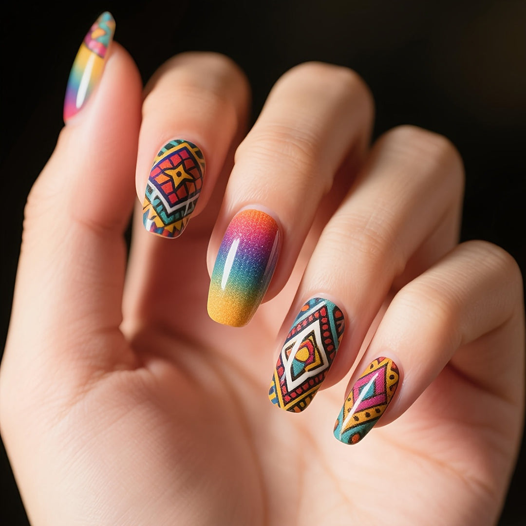 Creative Artistic Nails with Geometric Pattern Bowlift