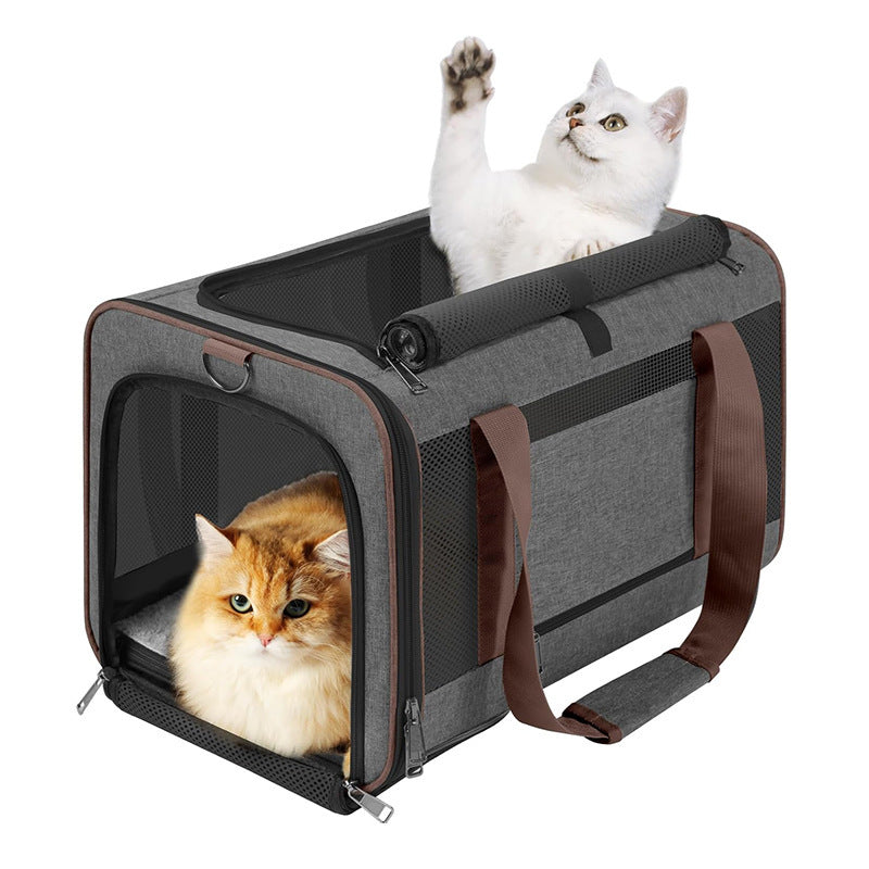 Portable Pet Travel Bag with Breathable Mesh Bowlift