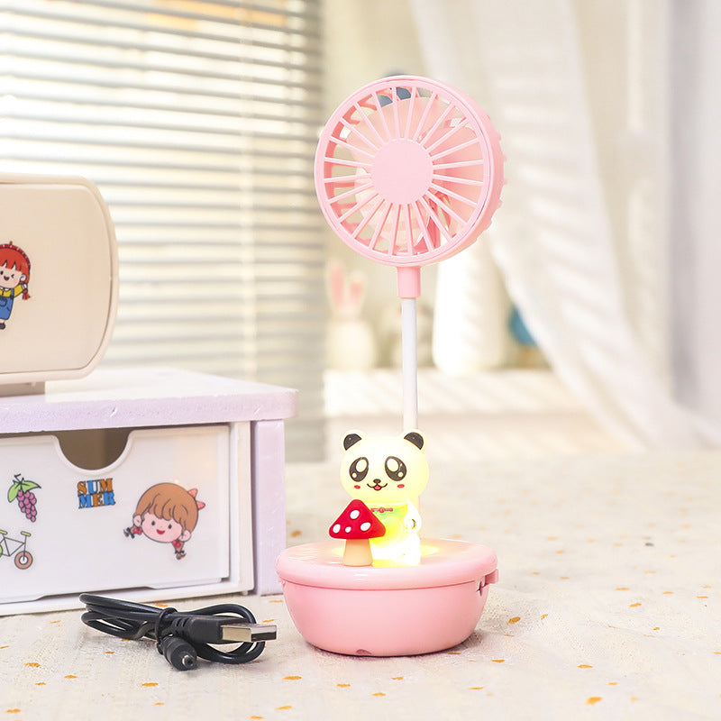 Women Portable Hand Fan with LED Panda Design Bowlift