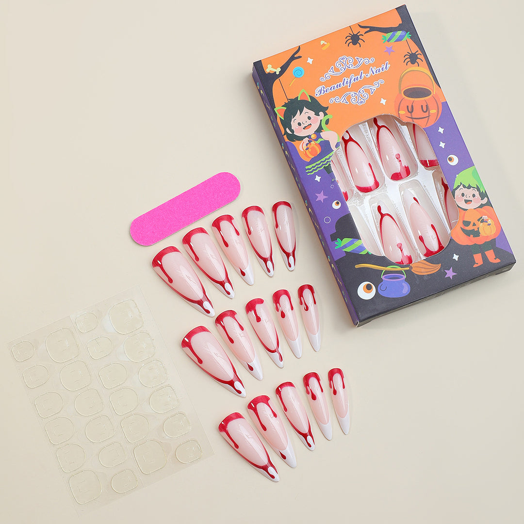 Artistic Press-On Nail Kit with Halloween Theme Bowlift