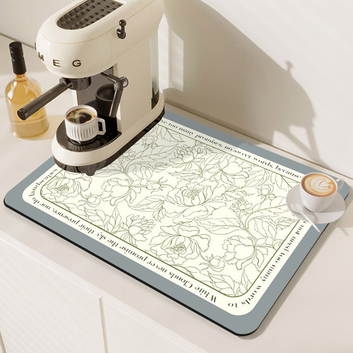 Decorative Absorbent Kitchen Sink Dish Drying Mat Bowlift