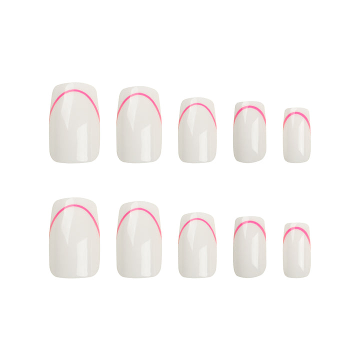 Stylish artificial nails with elegant French tip and modern accents Bowlift