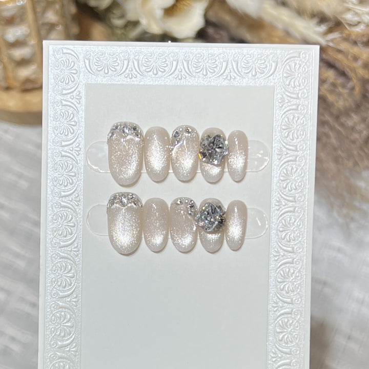 Luxury Gemstone Embellished Press-On Nail Art Bowlift