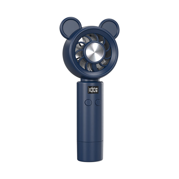 Unisex Portable Hand Fan in Cute Bear Design with Digital Display Bowlift