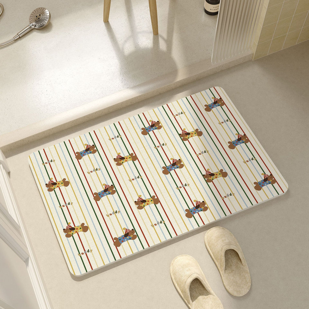 Playful Cartoon Dog-Themed Bath Mat Bowlift