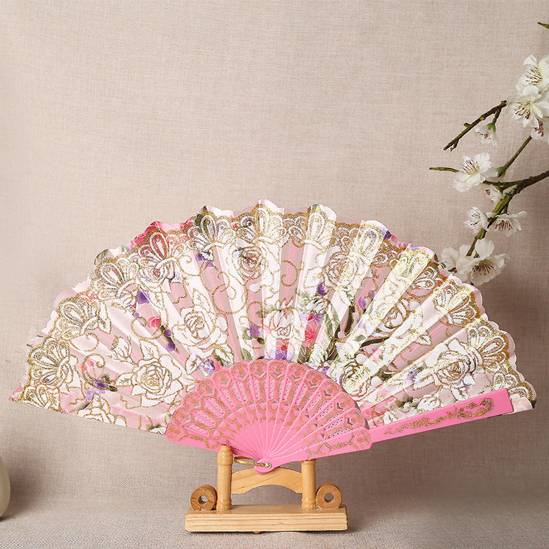Ladies Elegant Hand Fan with Intricate Floral Patterns Bowlift