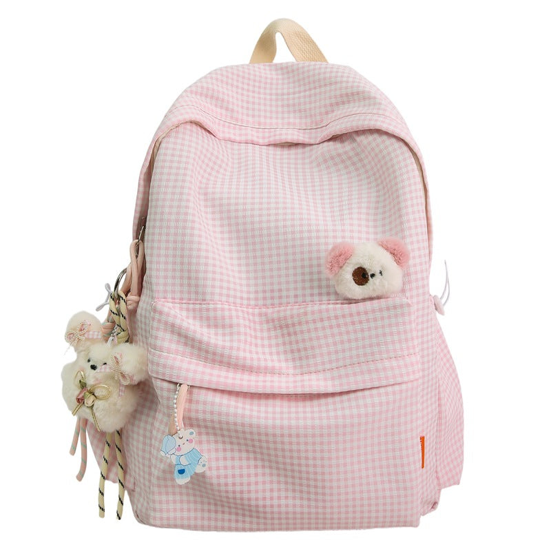 Cute Checked Pattern Backpack