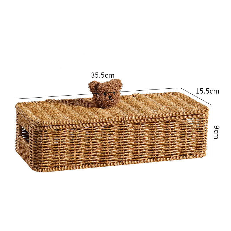 Decorative Woven Storage Box with Cute Bear Lid Bowlift