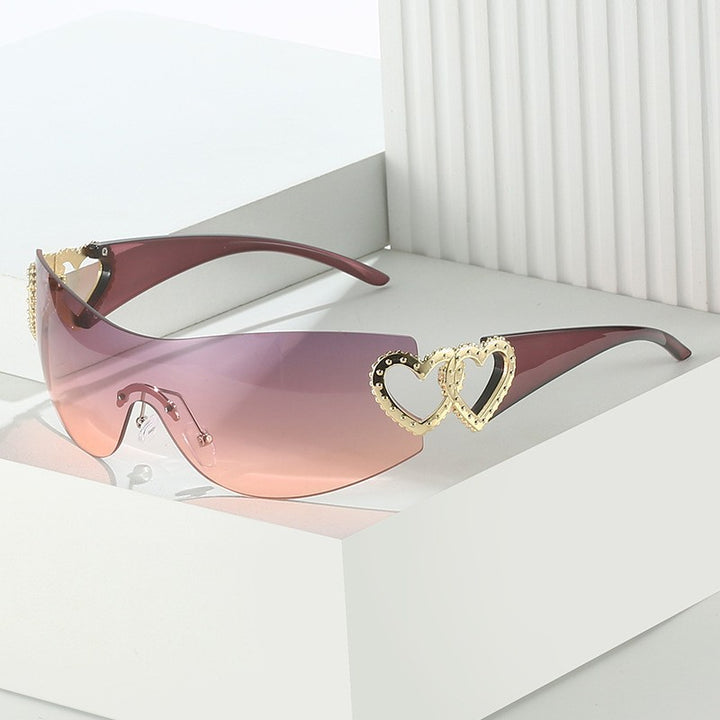 Heart-Shaped Accent Shield Sunglasses