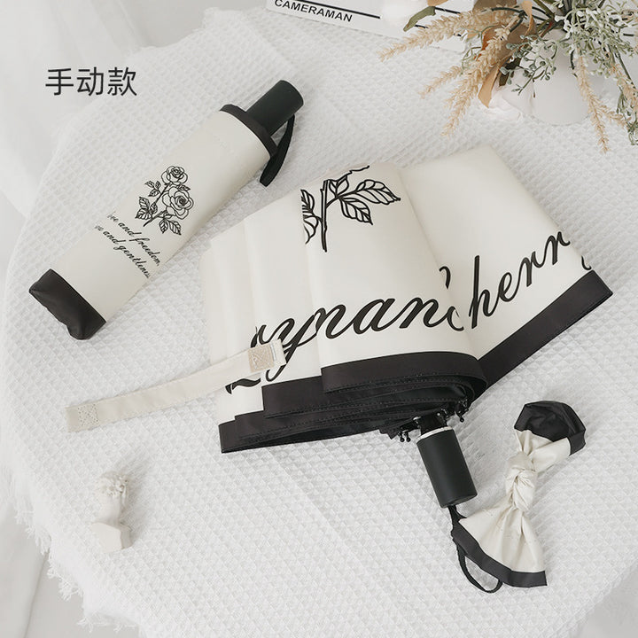 Ladies Foldable Windproof Umbrella with Floral Design Bowlift