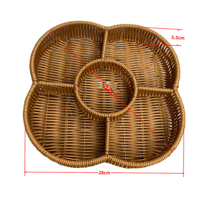 Ladies beef braided serving basket with three compartments Bowlift