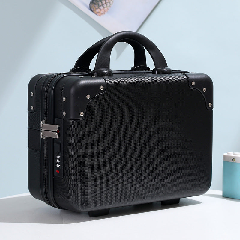 hard-shell vanity carry cosmetic case with reinforced corners and combination lock Bowlift
