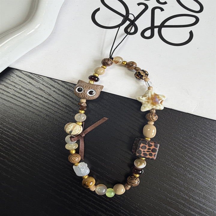 Decorative Beaded Owl Charm Phone Accessory Bowlift