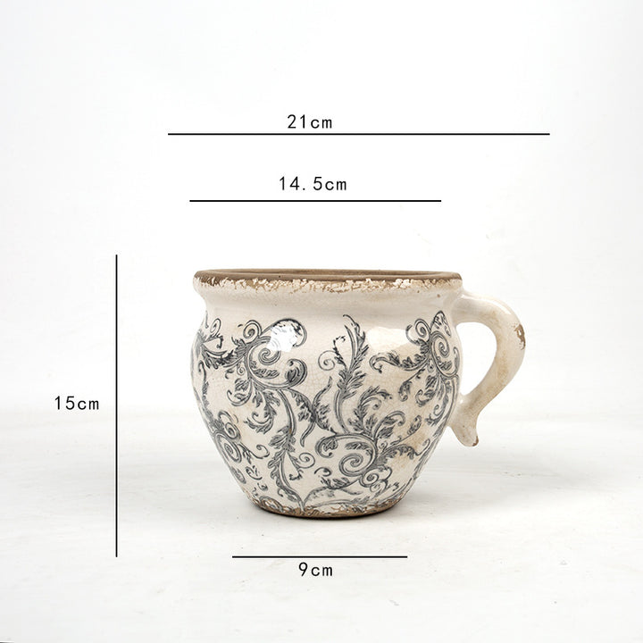 Decorative ceramic pot with floral pattern Bowlift