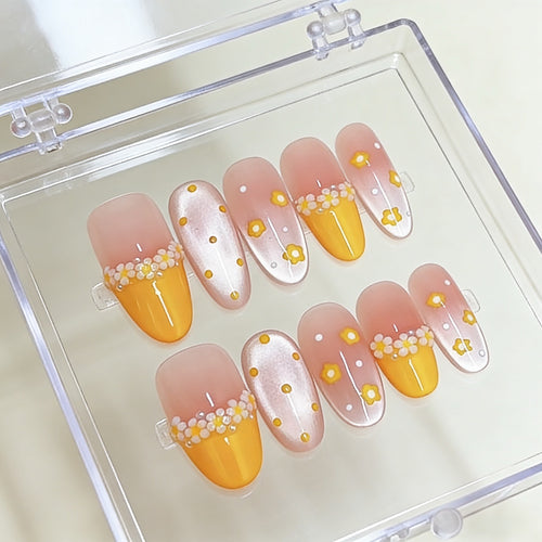 Artistic Floral-Designed Press-On Nail Set Bowlift