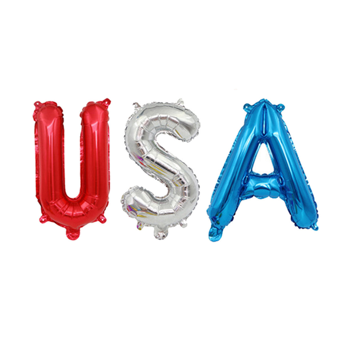 Unisex latex balloon printed with patriotic USA heart and lettering design Bowlift