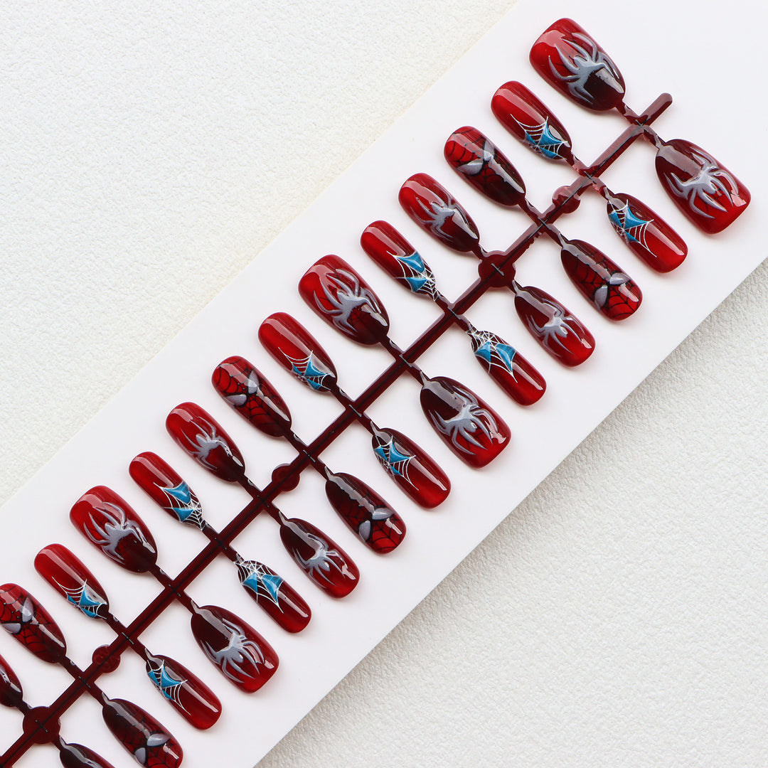Thematic Spider-Man Inspired Press-On Nail Art Set Bowlift