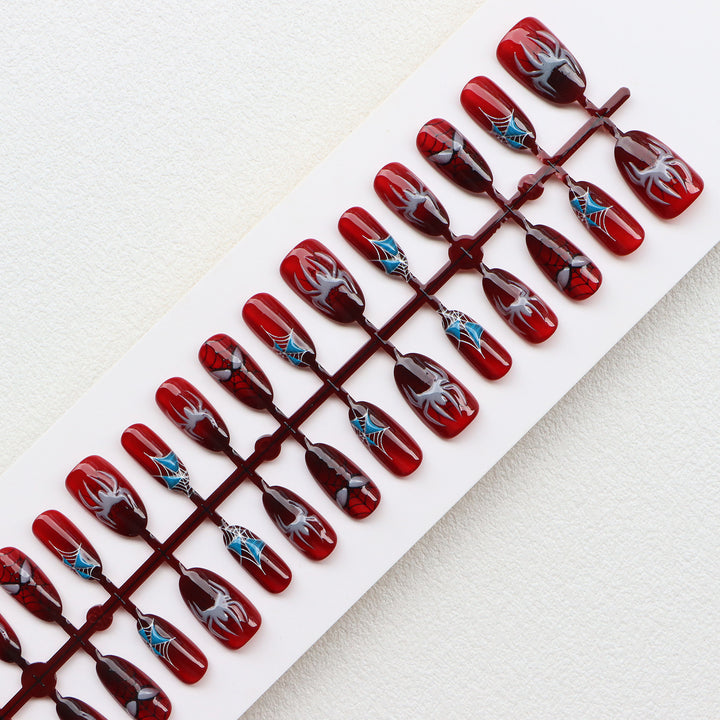Thematic Spider-Man Inspired Press-On Nail Art Set Bowlift